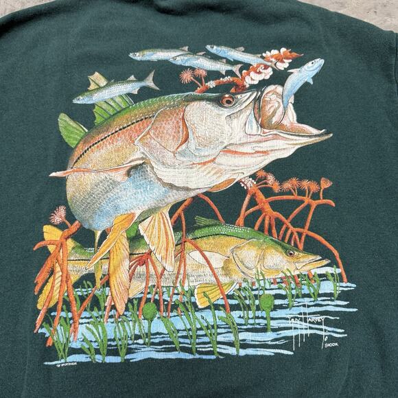 Vintage Guy Harvey Mens Snook Mural Fish Pullover Sweater Sweatshirt Size Large - Picture 5 of 6